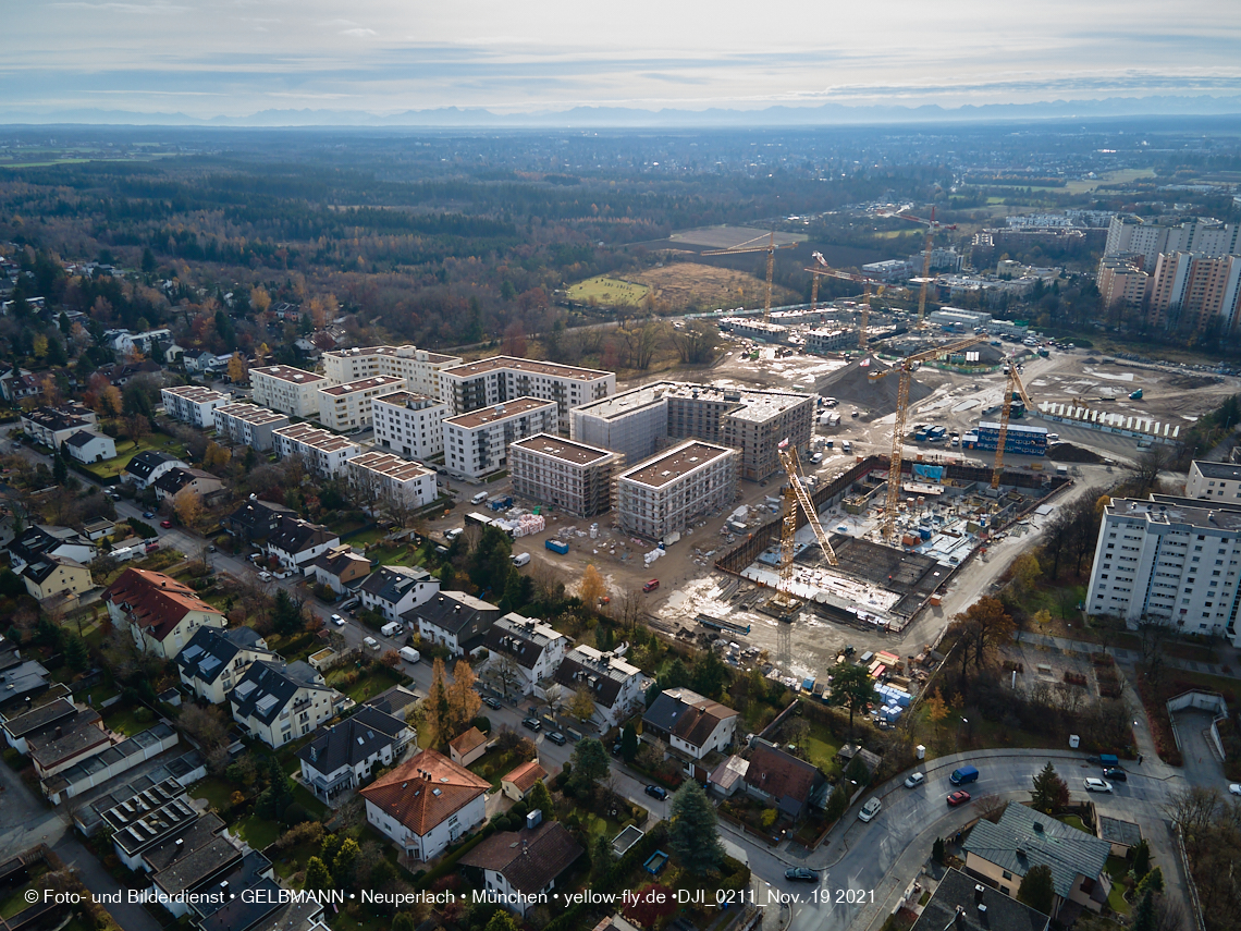 19.11.2021 - Luftbilder von der Baustelle Alexisquartier und Pandion Verde in Neuperlach